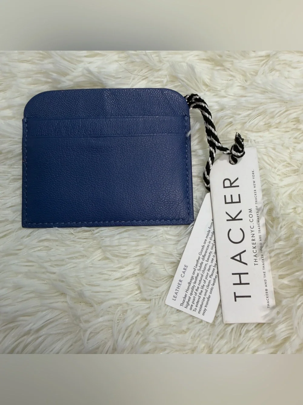 Thacker Navy Leather Card & Key Holder